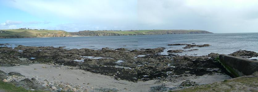 Par Spit Point: Polkerris and Gribbin Head Panorama (Photograph by Carol)